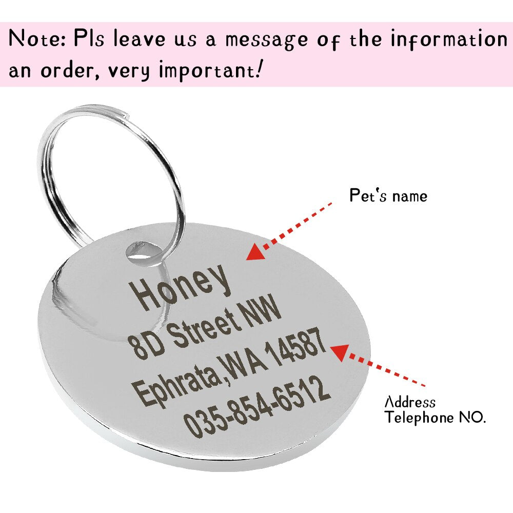 Dog Tag Engraved Pet id Tags Collar Accessories